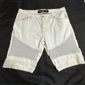 XRay Jeans White Jean Shorts with Striped Accents Size 34”